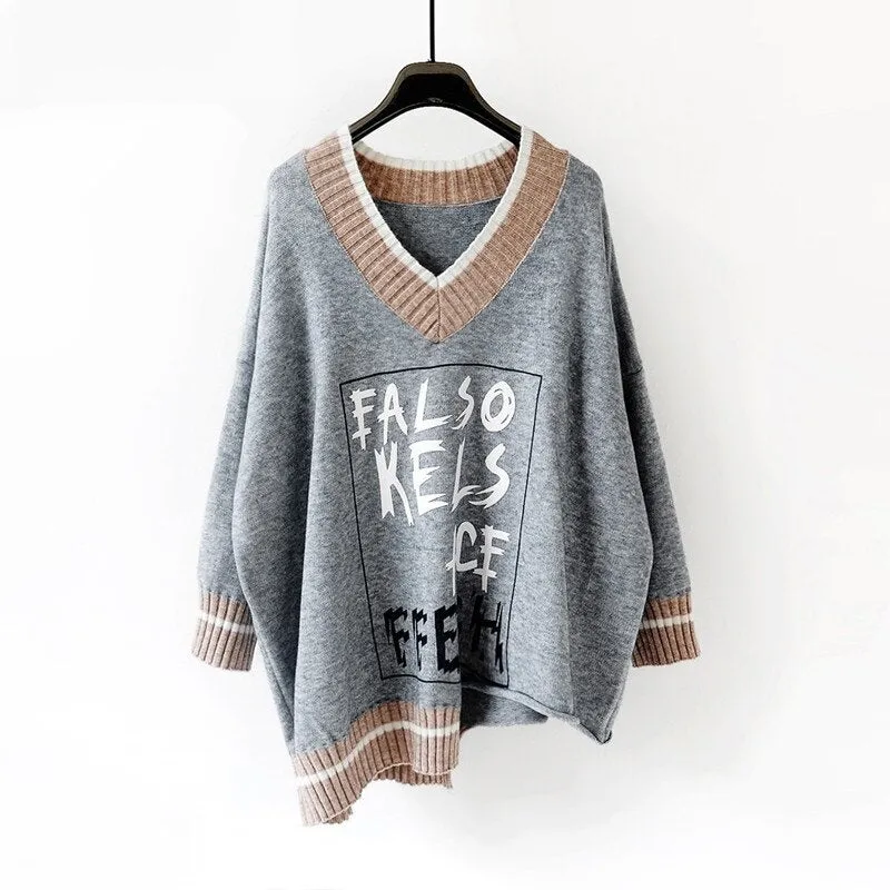 Women's Autumn/Winter Casual Knitted V-Neck Sweater