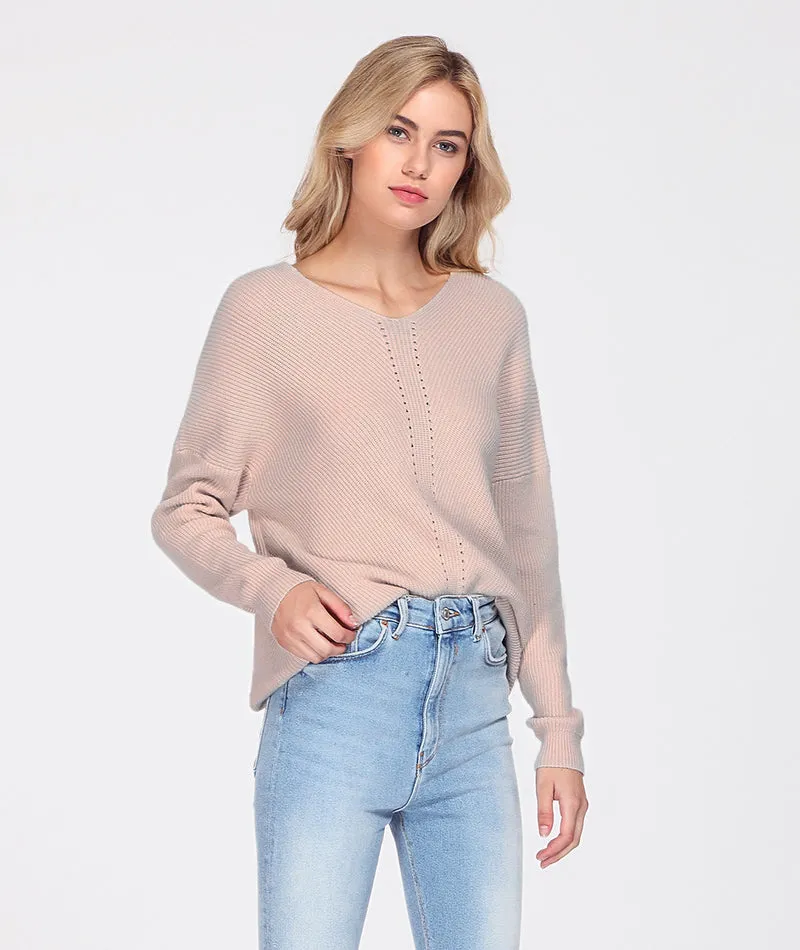 Women's Autumn/Winter Knitted V-Neck Cashmere Pullover