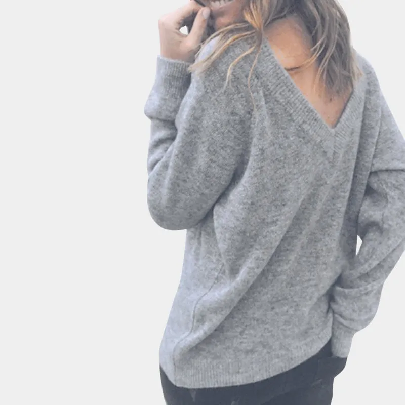 Women's Autumn/Winter V-Neck Knitted Pullover