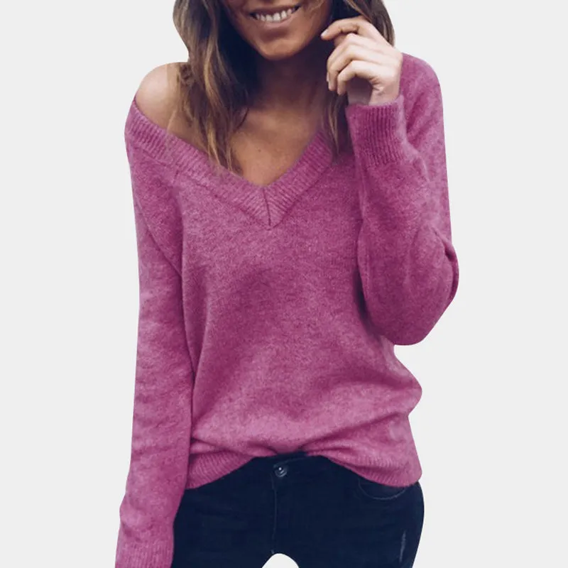 Women's Autumn/Winter V-Neck Knitted Pullover