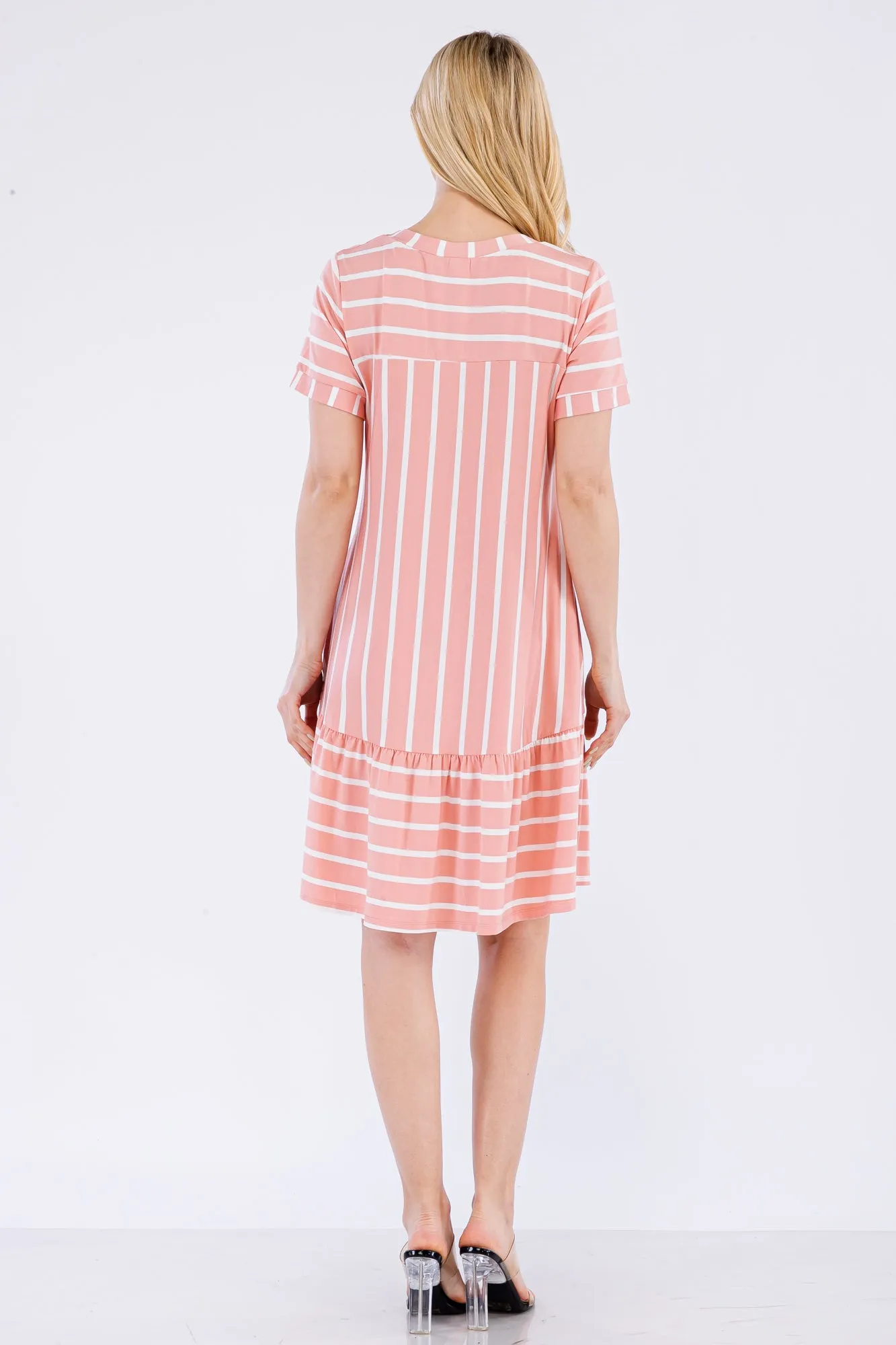 Women's Ruffled Striped Shift Dress