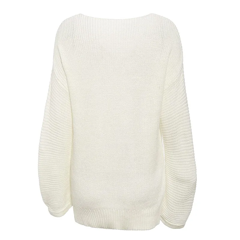 Women's Winter Casual V-Neck Long Knitted Sweater