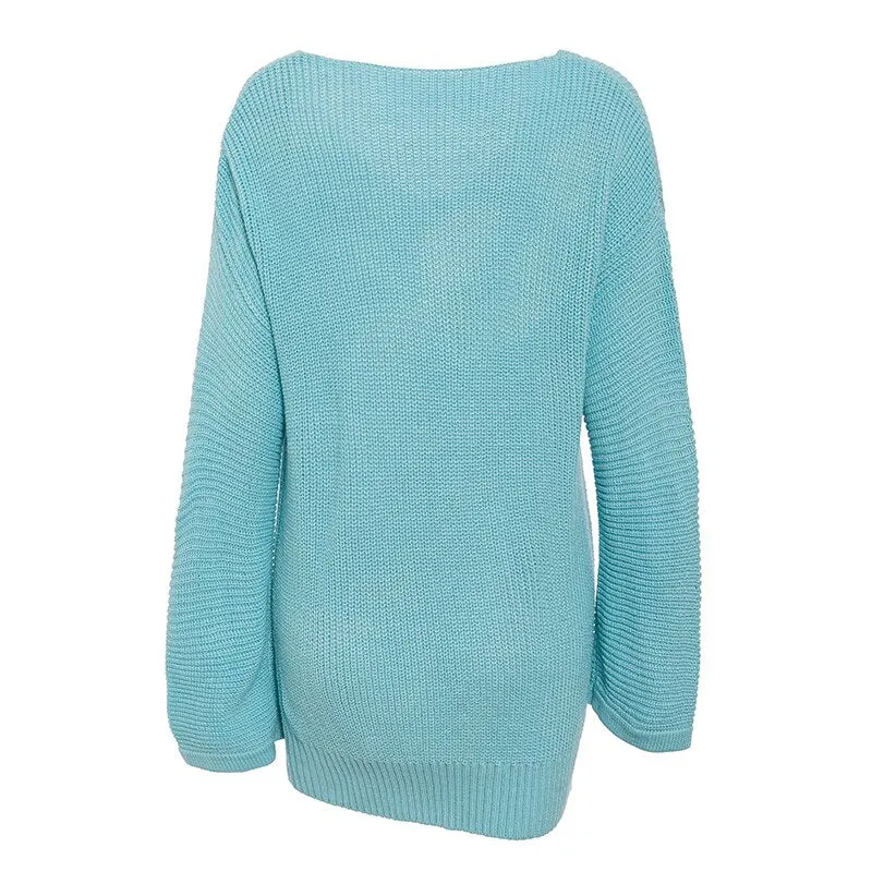 Women's Winter Casual V-Neck Long Knitted Sweater