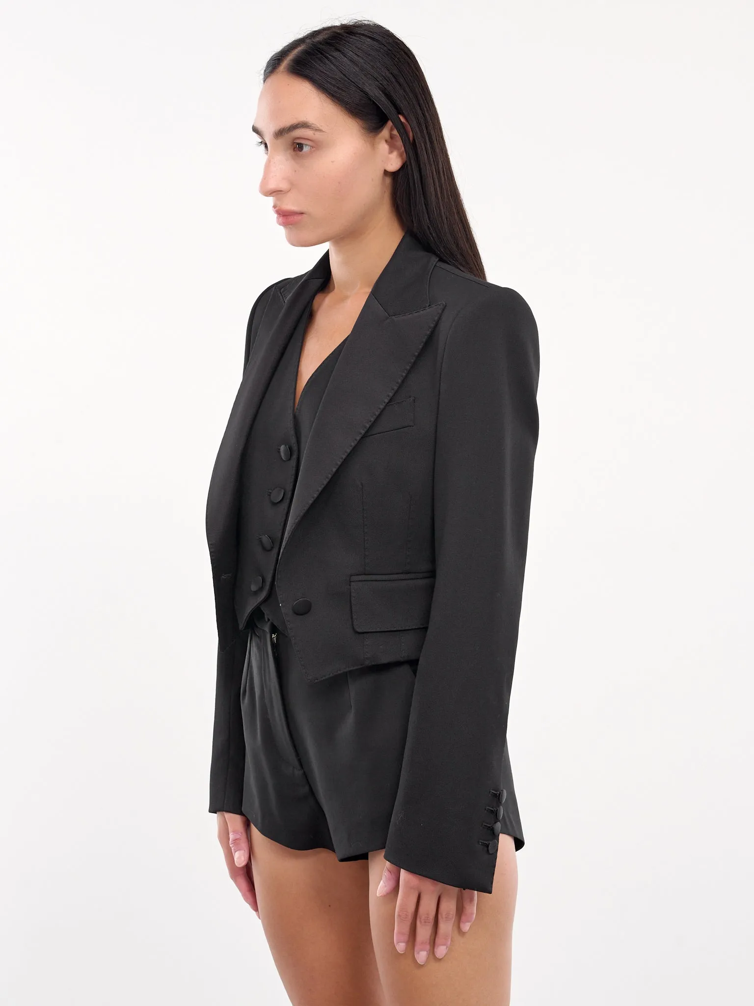 Wool Gabardine Blazer & Waistcoat (F29YRT-FU28J-BLACK)