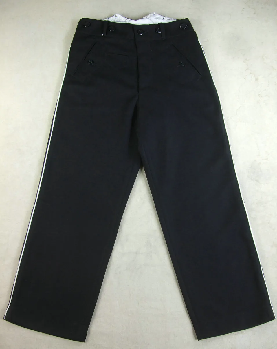 WW2 Garman Elite Straight Leg Piped Pants Black Wool