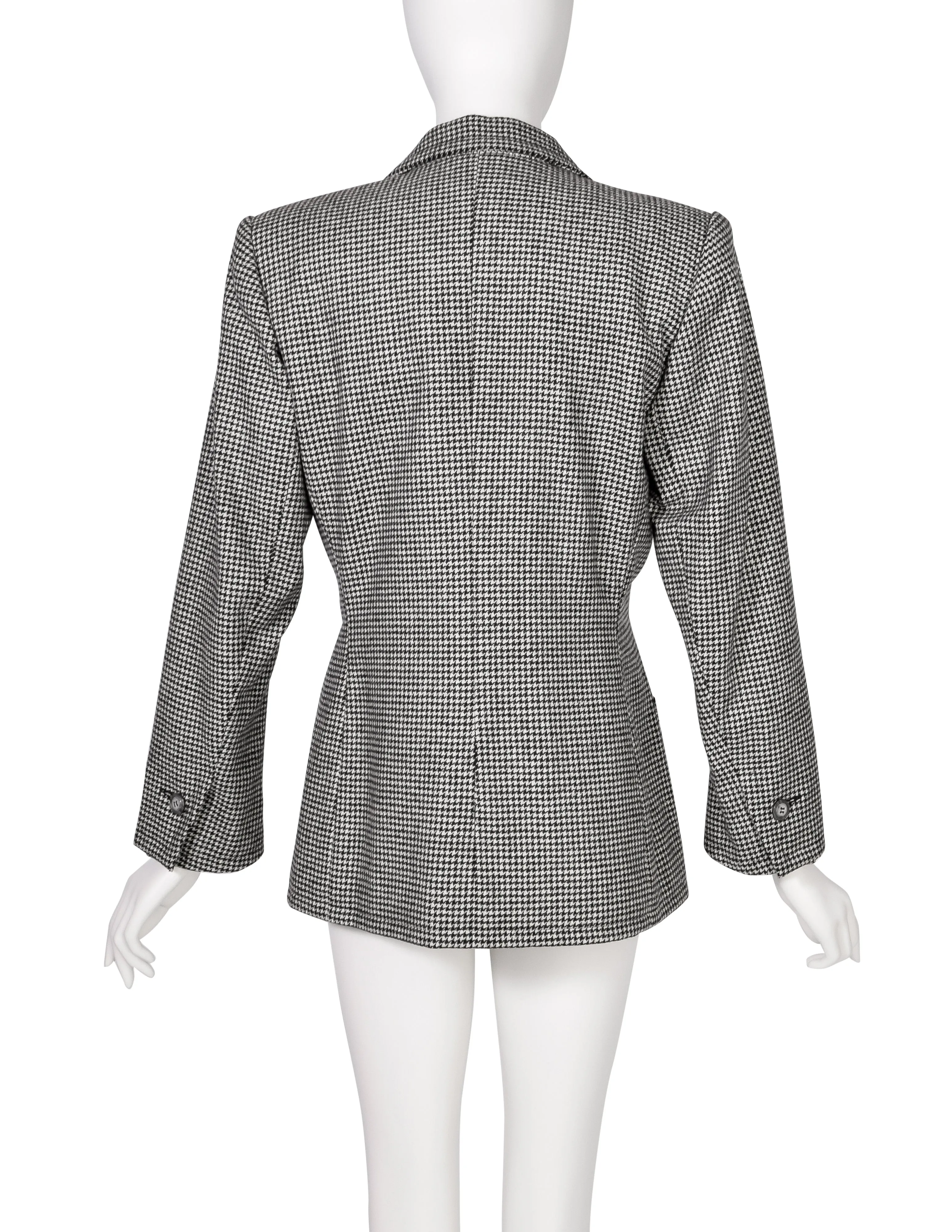 Yves Saint Laurent Vintage Black White Houndstooth Wool Perfect Blazer Jacket