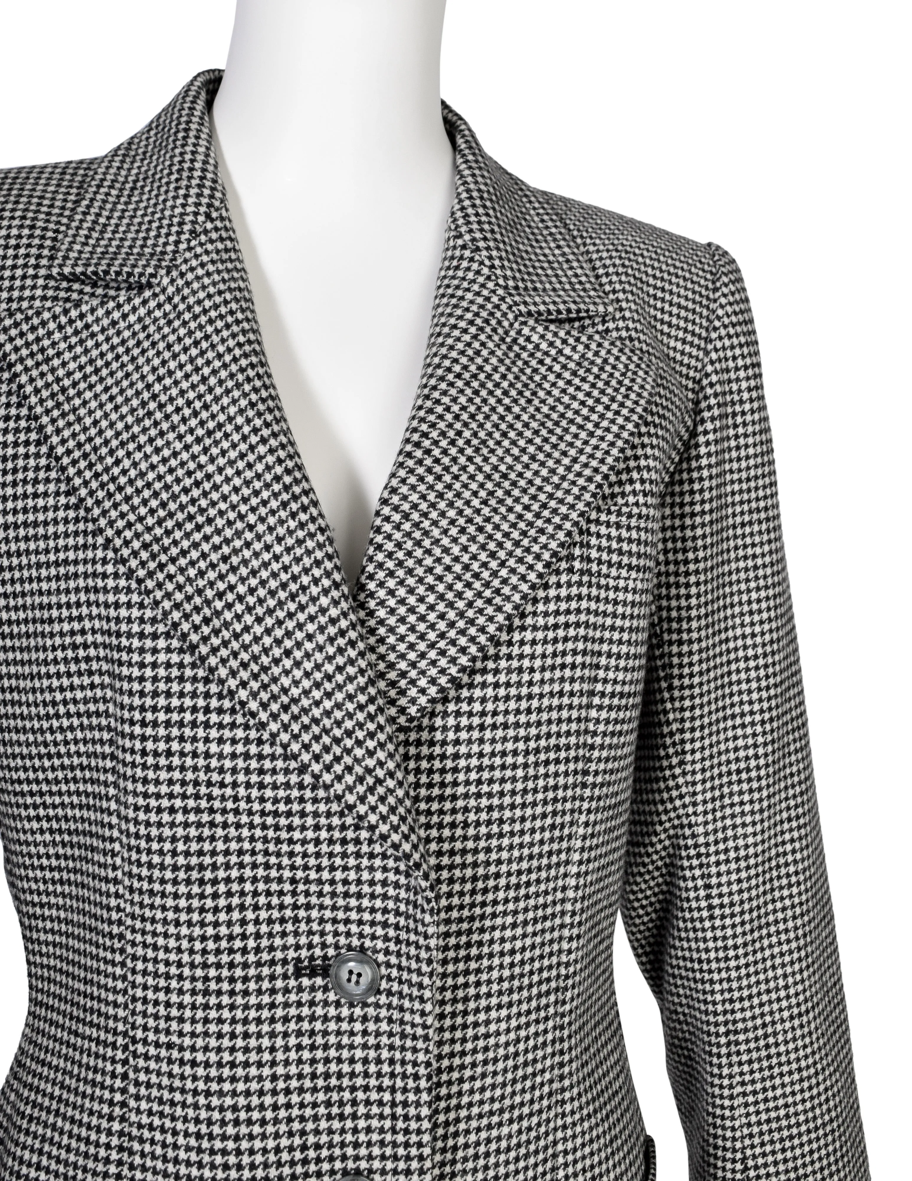 Yves Saint Laurent Vintage Black White Houndstooth Wool Perfect Blazer Jacket