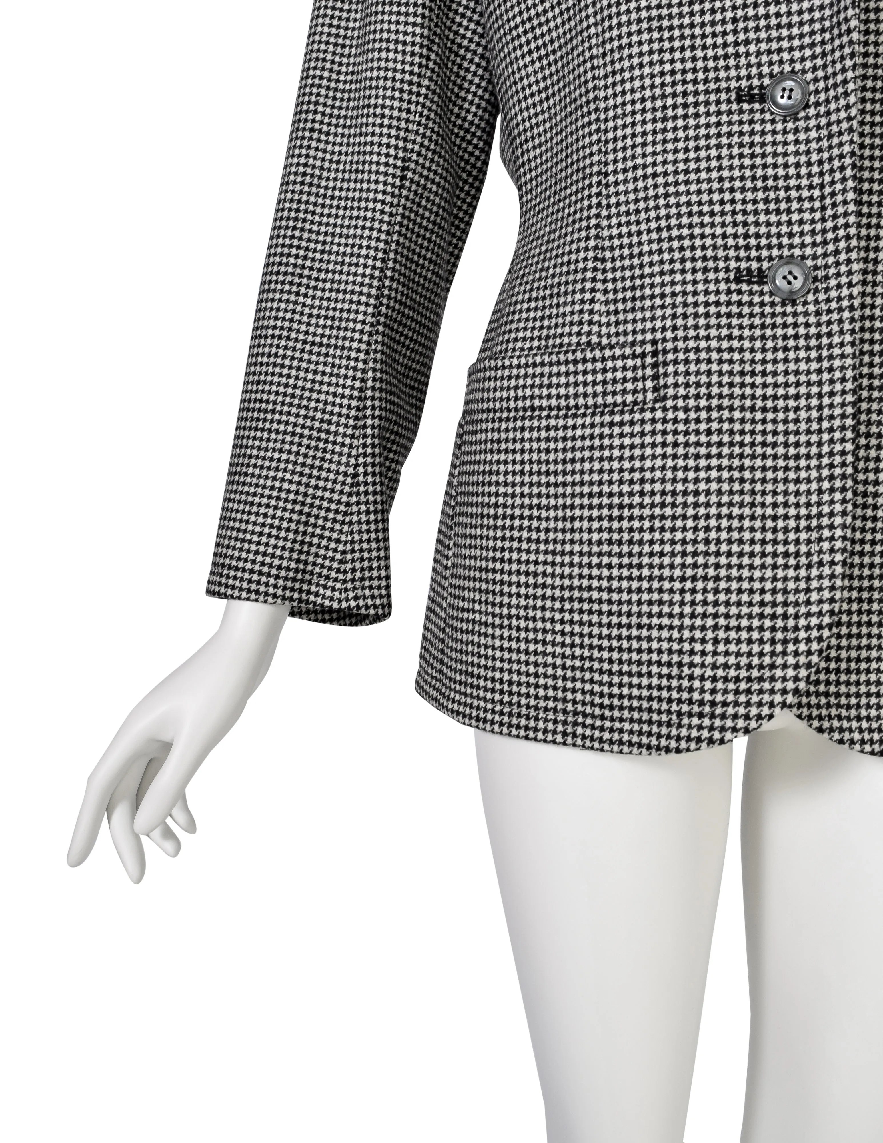 Yves Saint Laurent Vintage Black White Houndstooth Wool Perfect Blazer Jacket