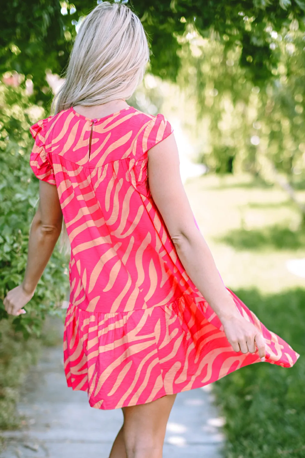 Zebra Stripe Trim Pocketed Dress